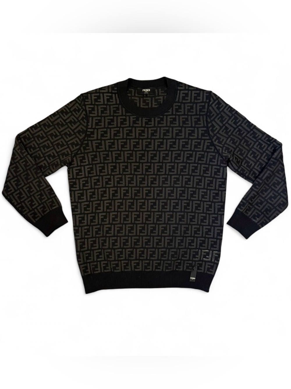 Fendi Black FF Logo Crewneck Sweater